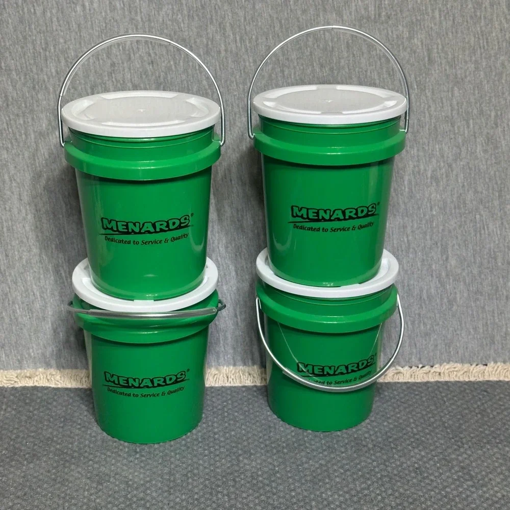 Menards Mini-Pail 400mL Grn Plastic Storage Buckets with Lids Set of 4